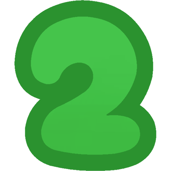 a cartoonish number 2 that is green
